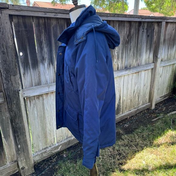 VTG Downhill Racer 1987 Men's Blue Down Filled Ski Snow Hooded Jacket Medium - Picture 9 of 11